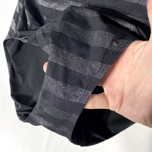 Women’s Black & Metallic Grey Striped One Piece Bathing Suit Swimsuit XL - Picture 8 of 14